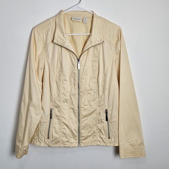 Chico's Jacket Size 2 US L Full Zip Lightweight Casual Pockets Butter Yellow - Picture 1 of 8